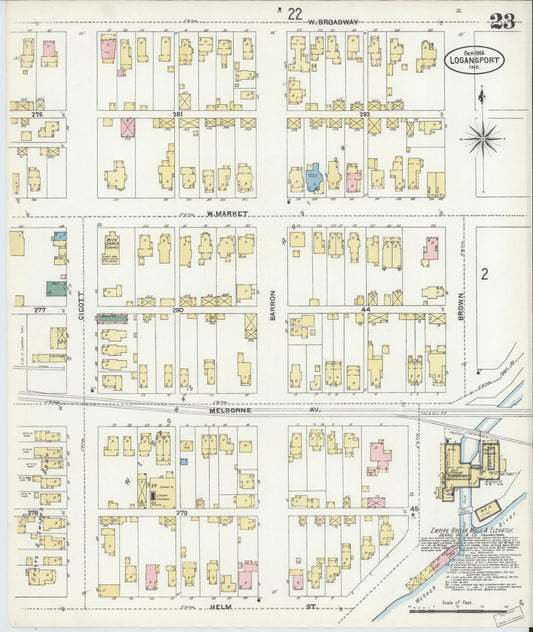 Sanborn Fire Insurance Map from Logansport, Cass County, Indiana (1906), Sheet #0023 - Historic Sanborn Fire Insurance Map Print, vintage old map wall art, antique decor, genealogy gift, Indiana Indiana map