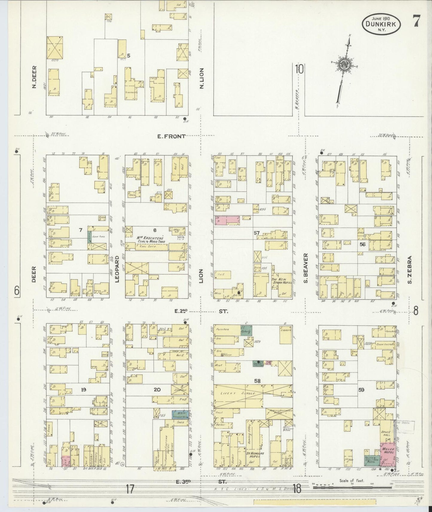 Sanborn Fire Insurance Map from Dunkirk, Chautauqua County, New York (1910), Sheet #0007 - Complete Map Set gallery image, historic Sanborn map, vintage wall art, New York New York
