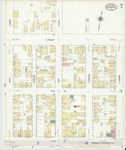 Sanborn Fire Insurance Map from Dunkirk, Chautauqua County, New York (1910), Sheet #0007 - Complete Map Set gallery image, historic Sanborn map, vintage wall art, New York New York