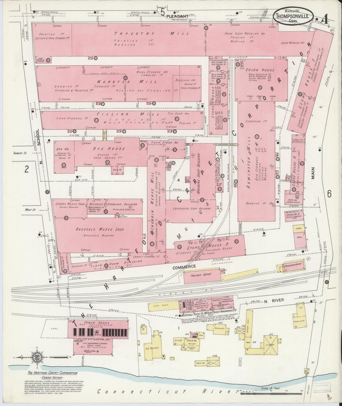 Sanborn Fire Insurance Map from Thompsonville, Hartford County, Connecticut (1912), Sheet #0004 - Complete Map Set gallery image, historic Sanborn map, vintage wall art, Connecticut Connecticut