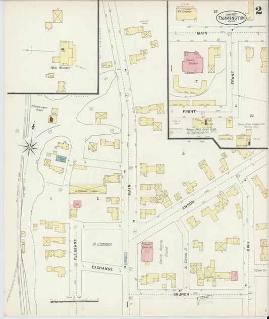 Sanborn Fire Insurance Map from Farmington, Franklin County, Maine (1897), Sheet #0002 - Historic Sanborn Fire Insurance Map Print, vintage old map wall art, antique decor, genealogy gift, Maine Maine map