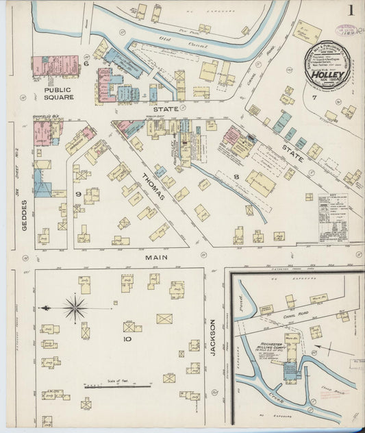 Sanborn Fire Insurance Map from Holley, Orleans County, New York (1885), Sheet #0001 - Complete Map Set gallery image, historic Sanborn map, vintage wall art, New York New York