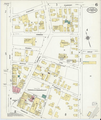 Sanborn Fire Insurance Map from Stoneham, Middlesex County, Massachusetts (1909), Sheet #0006 - Historic Sanborn Fire Insurance Map Print, vintage old map wall art, antique decor, genealogy gift, Massachusetts Massachusetts map