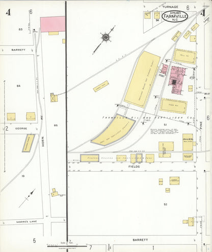 Sanborn Fire Insurance Map from Farmville, Pitt County, North Carolina (1923), Sheet #0004 - Complete Map Set gallery image, historic Sanborn map, vintage wall art, North Carolina North Carolina