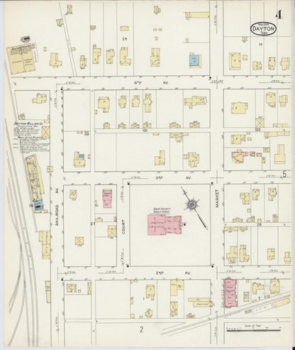 Sanborn Fire Insurance Map from Dayton, Rhea County, Tennessee (1914), Sheet #0004 - Complete Map Set gallery image, historic Sanborn map, vintage wall art, Tennessee Tennessee
