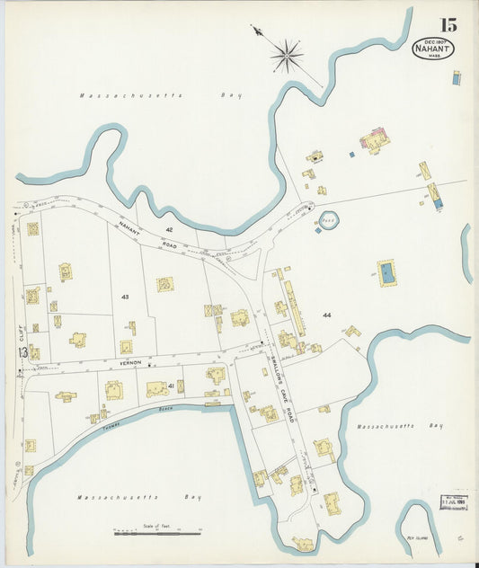 Sanborn Fire Insurance Map from Nahant, Essex County, Massachusetts (1907), Sheet #0015 - Historic Sanborn Fire Insurance Map Print, vintage old map wall art, antique decor, genealogy gift, Massachusetts Massachusetts map