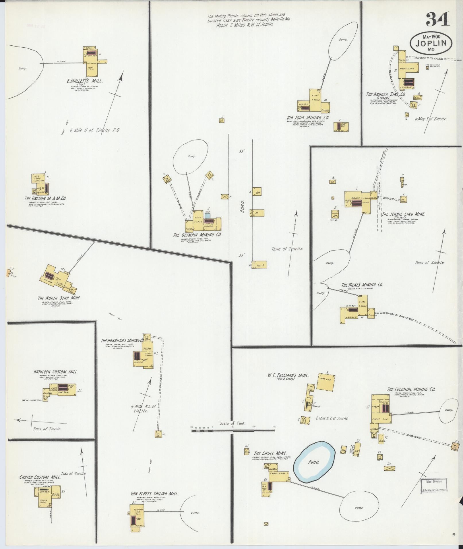 Sanborn Fire Insurance Map from Joplin, Jasper County, Missouri (1900), Sheet #0034 - Complete Map Set gallery image, historic Sanborn map, vintage wall art, Missouri Missouri