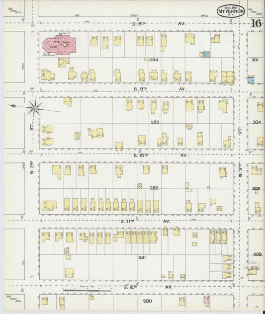 Sanborn Fire Insurance Map from Mount Vernon, Westchester County, New York (1892), Sheet #0016 - Historic Sanborn Fire Insurance Map Print, vintage old map wall art, antique decor, genealogy gift, New York New York map
