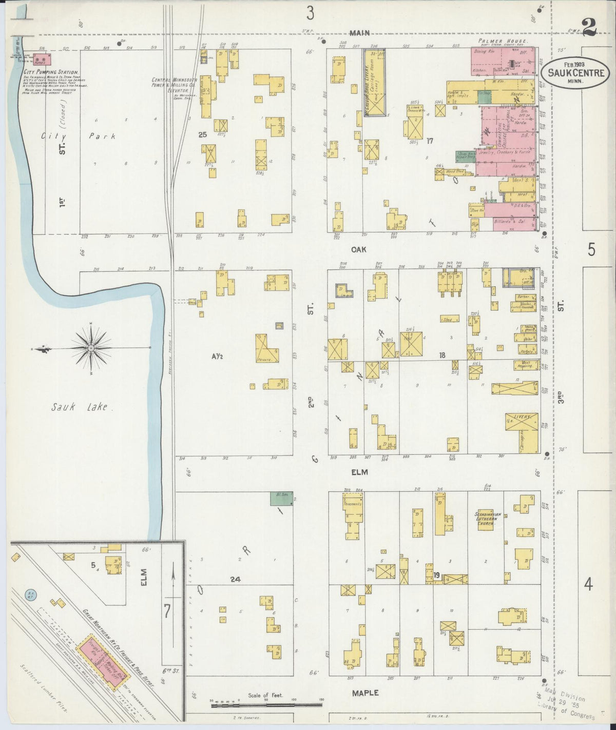 Sanborn Fire Insurance Map from Sauk Centre, Stearns County, Minnesota (1903), Sheet #0002 - Historic Sanborn Fire Insurance Map Print, vintage old map wall art, antique decor, genealogy gift, Minnesota Minnesota map