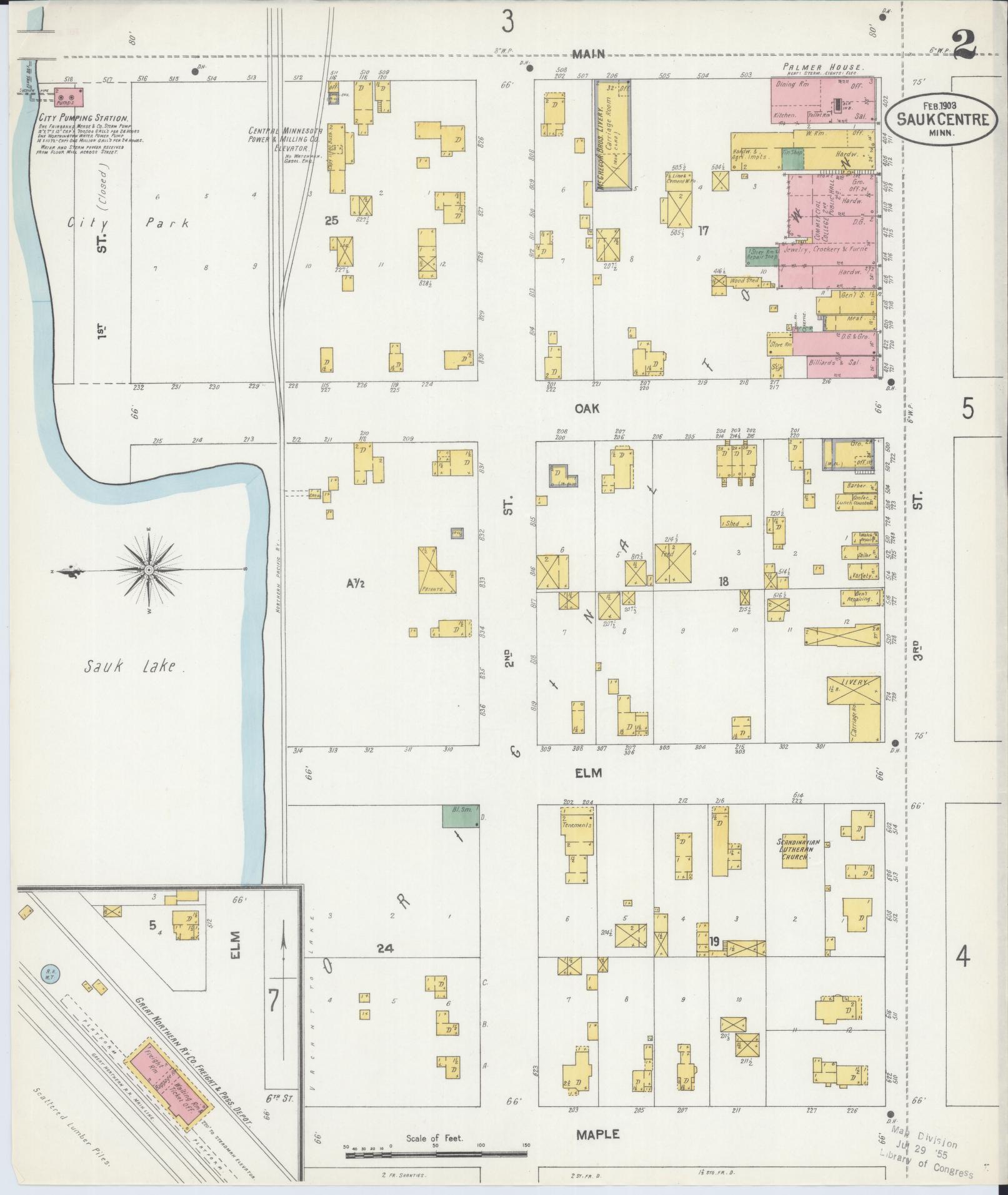 Sanborn Fire Insurance Map from Sauk Centre, Stearns County, Minnesota (1903), Sheet #0002 - Historic Sanborn Fire Insurance Map Print, vintage old map wall art, antique decor, genealogy gift, Minnesota Minnesota map