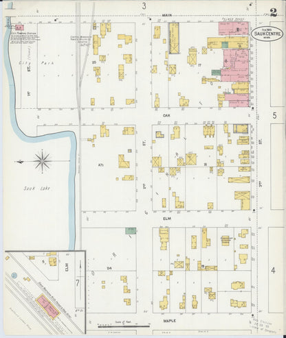 Sanborn Fire Insurance Map from Sauk Centre, Stearns County, Minnesota (1903), Sheet #0002 - Historic Sanborn Fire Insurance Map Print, vintage old map wall art, antique decor, genealogy gift, Minnesota Minnesota map