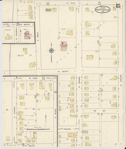 Sanborn Fire Insurance Map from Fayetteville, Washington County, Arkansas (1913), Sheet #0015 - Complete Map Set gallery image, historic Sanborn map, vintage wall art, Arkansas Arkansas