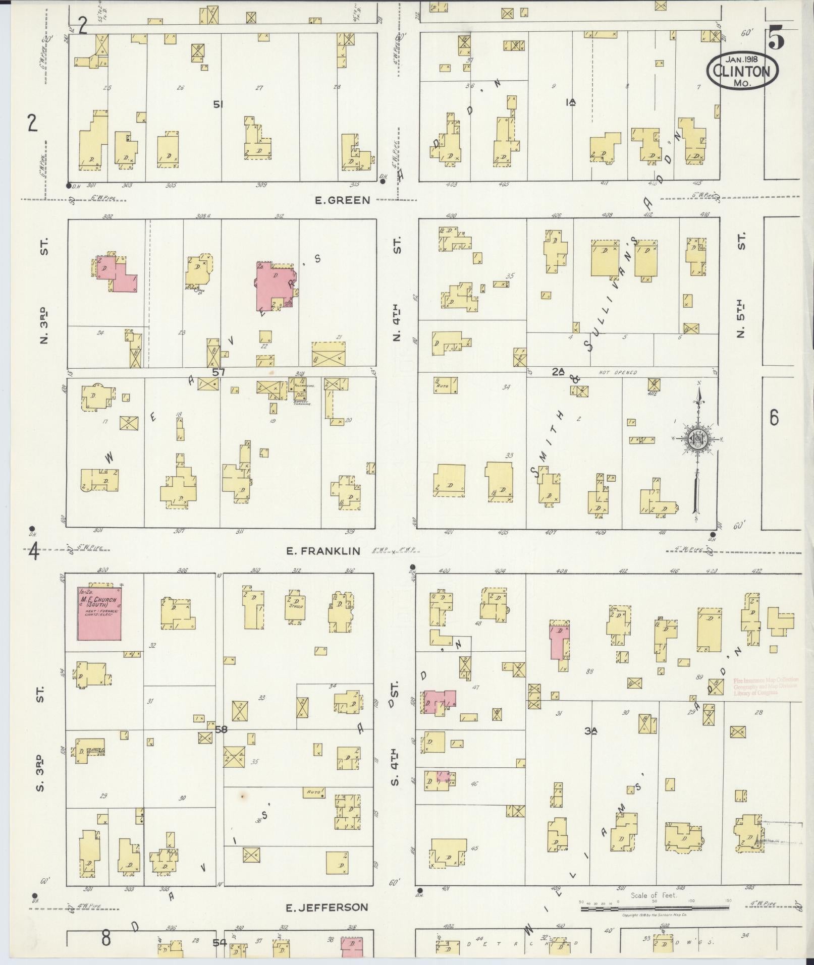 Sanborn Fire Insurance Map from Clinton, Henry County, Missouri (1918), Sheet #0005 - Complete Map Set gallery image, historic Sanborn map, vintage wall art, Missouri Missouri