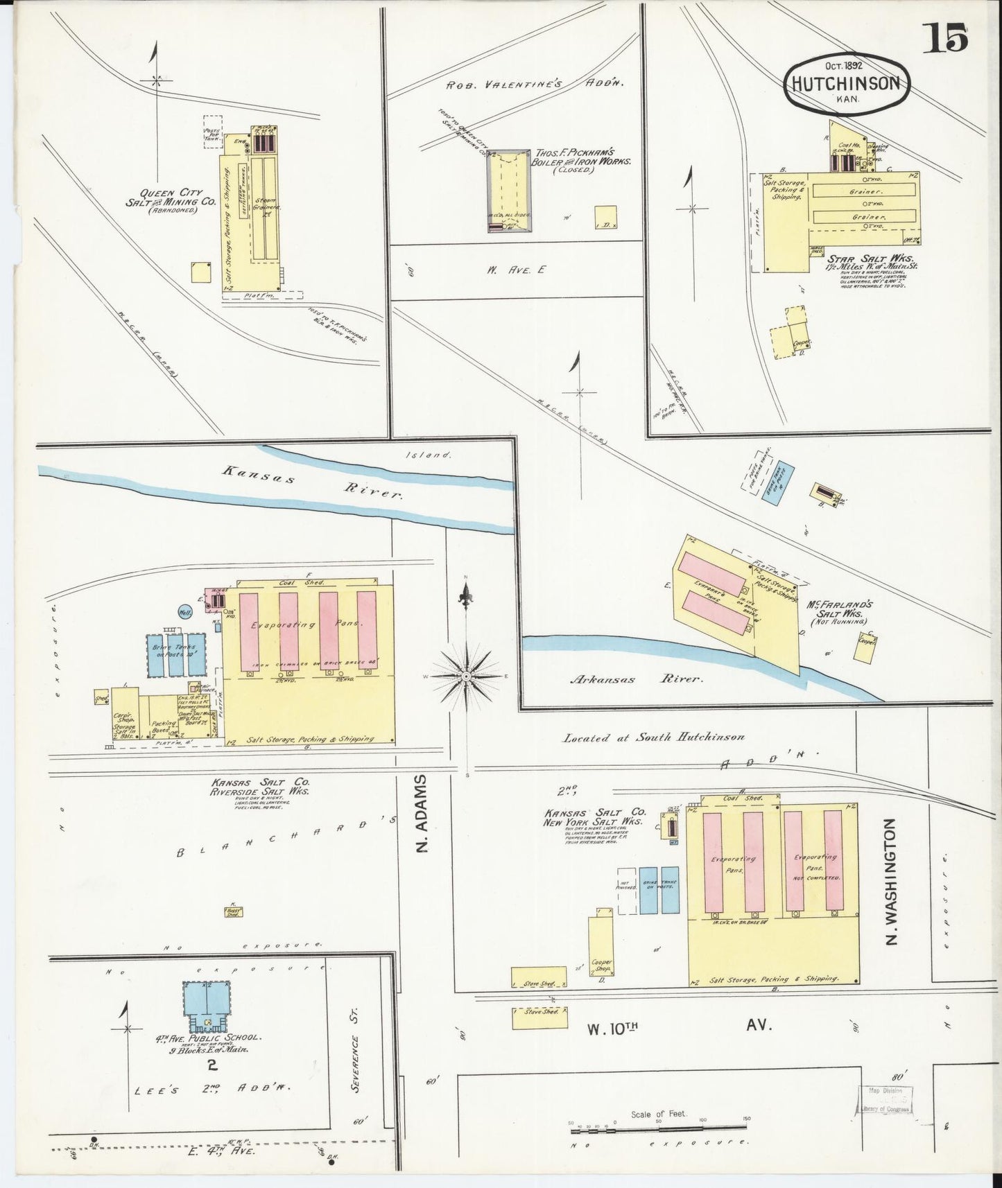Sanborn Fire Insurance Map from Hutchinson, Reno County, Kansas (1892), Sheet #0015 - Complete Map Set gallery image, historic Sanborn map, vintage wall art, Kansas Kansas