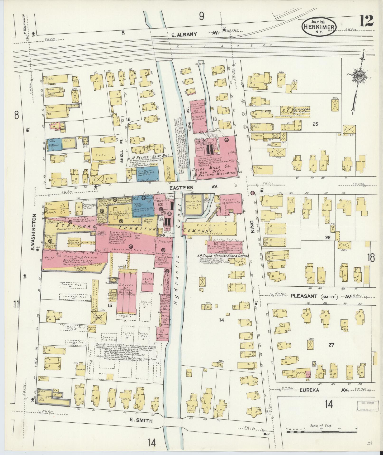 Sanborn Fire Insurance Map from Herkimer, Herkimer County, New York (1911), Sheet #0012 - Complete Map Set gallery image, historic Sanborn map, vintage wall art, New York New York