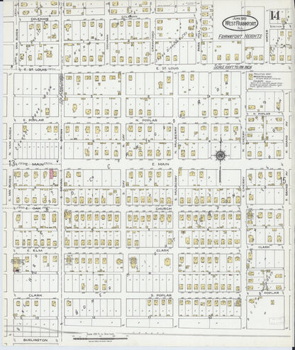 Sanborn Fire Insurance Map from West Frankfort, Franklin County, Illinois (1919), Sheet #0014 - Historic Sanborn Fire Insurance Map Print, vintage old map wall art, antique decor, genealogy gift, Illinois Illinois map