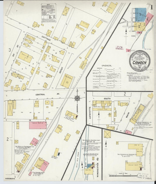 Sanborn Fire Insurance Map from Camden, Preble County, Ohio (1911), Sheet #0001 - Historic Sanborn Fire Insurance Map Print, vintage old map wall art, antique decor, genealogy gift, Ohio Ohio map