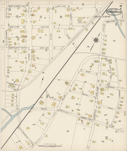 Sanborn Fire Insurance Map from Hendersonville, Henderson County, North Carolina (1922), Sheet #0007 - Complete Map Set gallery image, historic Sanborn map, vintage wall art, North Carolina North Carolina