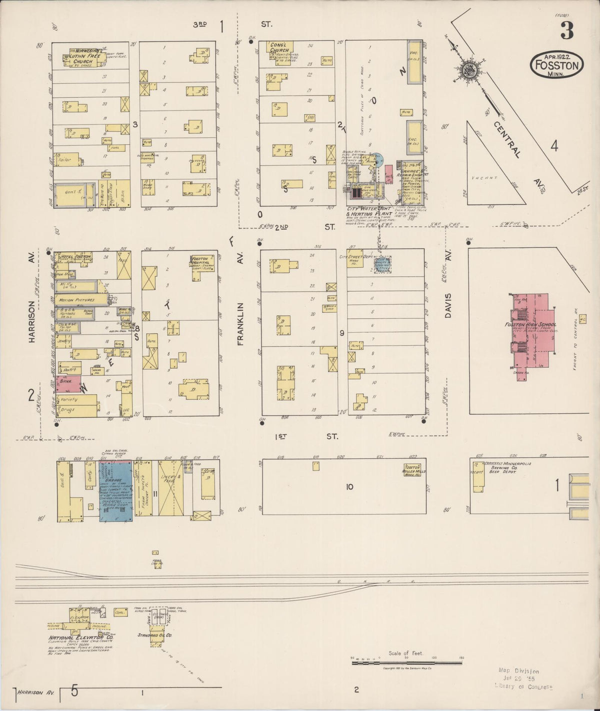 Sanborn Fire Insurance Map from Fosston, Polk County, Minnesota (1922), Sheet #0003 - Historic Sanborn Fire Insurance Map Print, vintage old map wall art, antique decor, genealogy gift, Minnesota Minnesota map