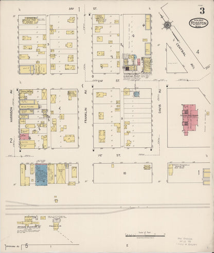 Sanborn Fire Insurance Map from Fosston, Polk County, Minnesota (1922), Sheet #0003 - Historic Sanborn Fire Insurance Map Print, vintage old map wall art, antique decor, genealogy gift, Minnesota Minnesota map