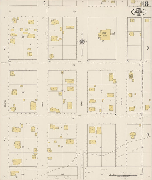 Sanborn Fire Insurance Map from Coquille, Coos County, Oregon (1920), Sheet #0008 - Historic Sanborn Fire Insurance Map Print, vintage old map wall art, antique decor, genealogy gift, Oregon Oregon map