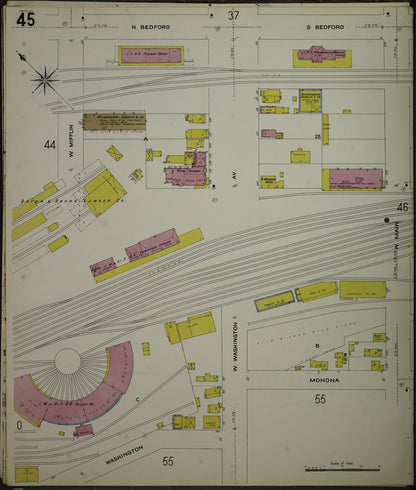 Sanborn Fire Insurance Map from Madison, Dane County, Wisconsin (1908), Sheet #0045 - Historic Sanborn Fire Insurance Map Print, vintage old map wall art, antique decor, genealogy gift, Wisconsin Wisconsin map