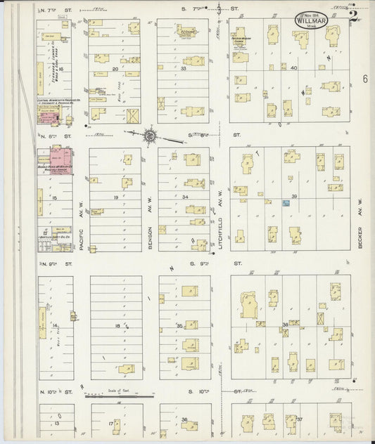 Sanborn Fire Insurance Map from Willmar, Kandiyohi County, Minnesota (1914), Sheet #0002 - Historic Sanborn Fire Insurance Map Print, vintage old map wall art, antique decor, genealogy gift, Minnesota Minnesota map