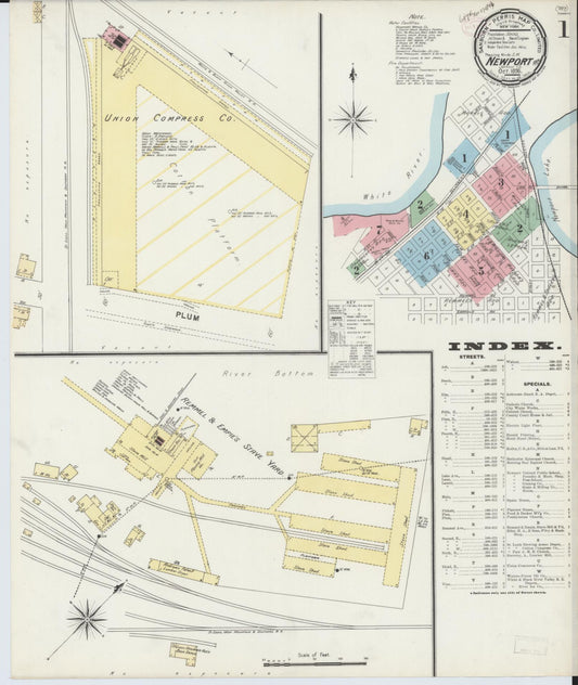 Sanborn Fire Insurance Map from Newport, Jackson County, Arkansas (1896), Sheet #0001 - Complete Map Set gallery image, historic Sanborn map, vintage wall art, Arkansas Arkansas