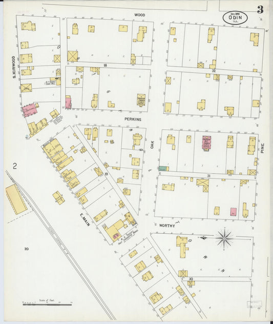 Sanborn Fire Insurance Map from Odin, Marion County, Illinois (1899), Sheet #0003 - Historic Sanborn Fire Insurance Map Print, vintage old map wall art, antique decor, genealogy gift, Illinois Illinois map