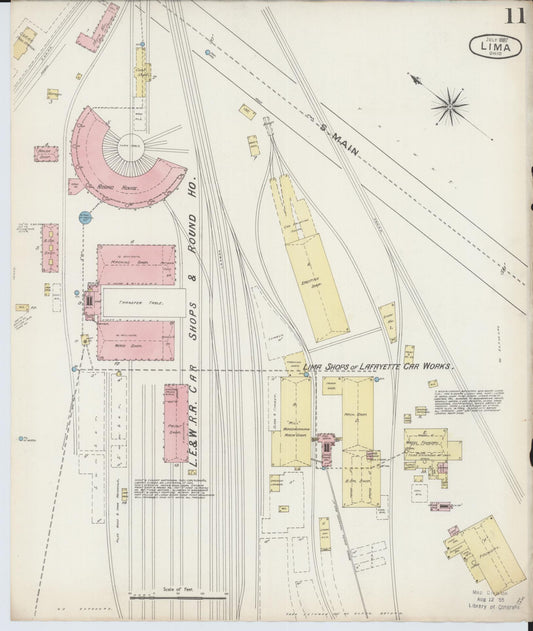 Sanborn Fire Insurance Map from Lima, Allen County, Ohio (1887), Sheet #0011 - Historic Sanborn Fire Insurance Map Print, vintage old map wall art, antique decor, genealogy gift, Ohio Ohio map