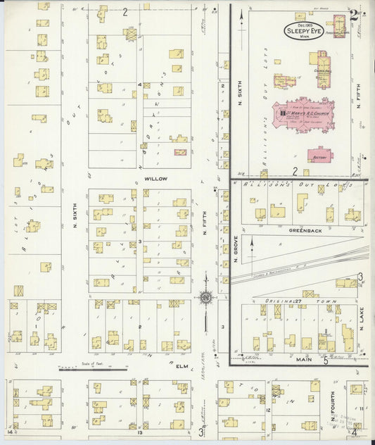 Sanborn Fire Insurance Map from Sleepy Eye, Brown County, Minnesota (1909), Sheet #0002 - Historic Sanborn Fire Insurance Map Print, vintage old map wall art, antique decor, genealogy gift, Minnesota Minnesota map
