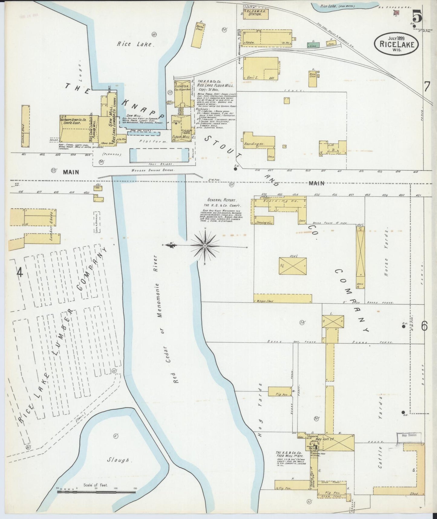 Sanborn Fire Insurance Map from Rice Lake, Barron County, Wisconsin (1899), Sheet #0005 - Complete Map Set gallery image, historic Sanborn map, vintage wall art, Wisconsin Wisconsin