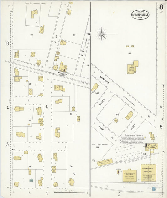 Sanborn Fire Insurance Map from McMinnville, Yamhill County, Oregon (1902), Sheet #0008 - Historic Sanborn Fire Insurance Map Print, vintage old map wall art, antique decor, genealogy gift, Oregon Oregon map