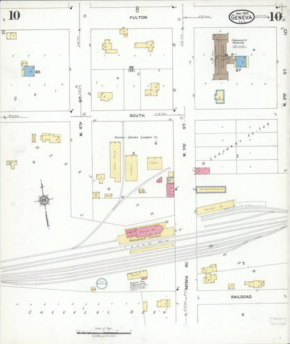 Sanborn Fire Insurance Map from Geneva, Kane County, Illinois (1923), Sheet #0010 - Complete Map Set gallery image, historic Sanborn map, vintage wall art, Illinois Illinois