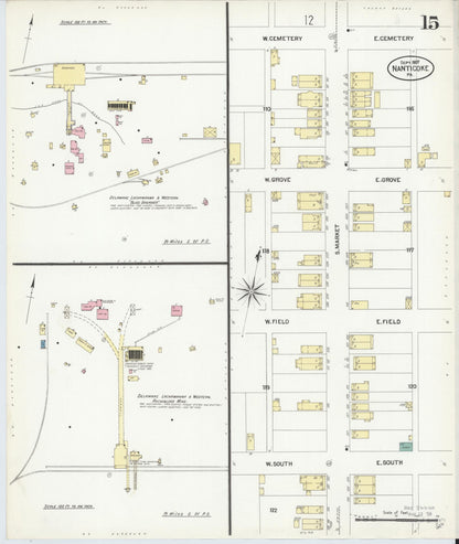 Sanborn Fire Insurance Map from Nanticoke, Luzerne County, Pennsylvania (1907), Sheet #0015 - Historic Sanborn Fire Insurance Map Print, vintage old map wall art, antique decor, genealogy gift, Pennsylvania Pennsylvania map