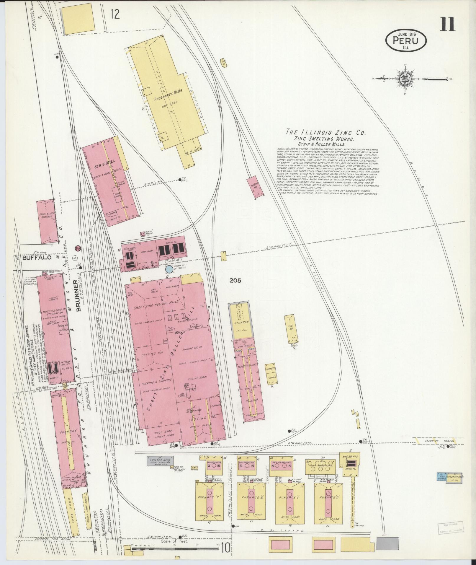 Sanborn Fire Insurance Map from Peru, La Salle County, Illinois (1916), Sheet #0011 - Complete Map Set gallery image, historic Sanborn map, vintage wall art, Illinois Illinois