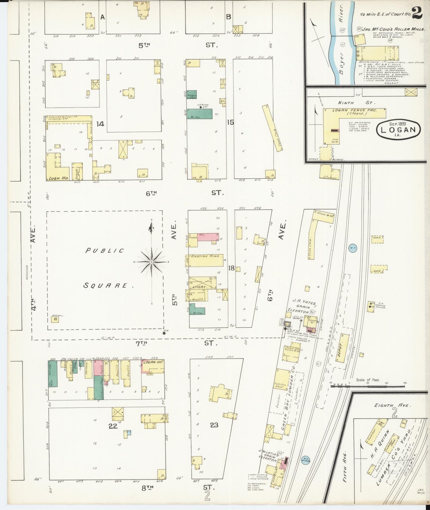 Sanborn Fire Insurance Map from Logan, Harrison County, Iowa (1893), Sheet #0002 - Historic Sanborn Fire Insurance Map Print