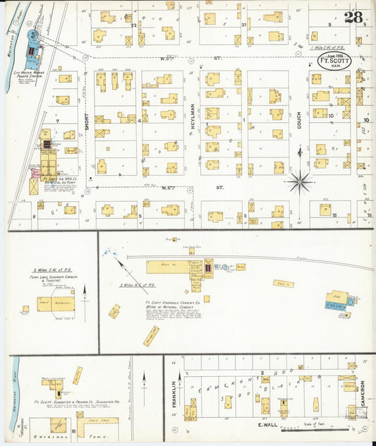 Sanborn Fire Insurance Map from Fort Scott, Bourbon County, Kansas (1906), Sheet #0028 - Historic Sanborn Fire Insurance Map Print, vintage old map wall art, antique decor, genealogy gift, Kansas Kansas map