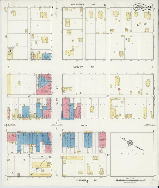Sanborn Fire Insurance Map from Afton, Ottawa County, Oklahoma (1917), Sheet #0002 - Historic Sanborn Fire Insurance Map Print, vintage old map wall art, antique decor, genealogy gift, Oklahoma Oklahoma map
