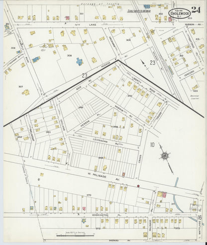 Sanborn Fire Insurance Map from Englewood, Bergen County, New Jersey (1915), Sheet #0024 - Complete Map Set gallery image, historic Sanborn map, vintage wall art, New Jersey New Jersey