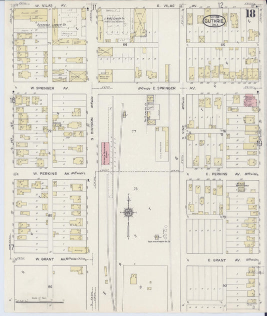 Sanborn Fire Insurance Map from Guthrie, Logan County, Oklahoma (1914), Sheet #0018 - Historic Sanborn Fire Insurance Map Print, vintage old map wall art, antique decor, genealogy gift, Oklahoma Oklahoma map