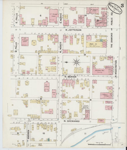 Sanborn Fire Insurance Map from New Castle, Lawrence County, Pennsylvania (1888), Sheet #0003 - Complete Map Set gallery image, historic Sanborn map, vintage wall art, Pennsylvania Pennsylvania