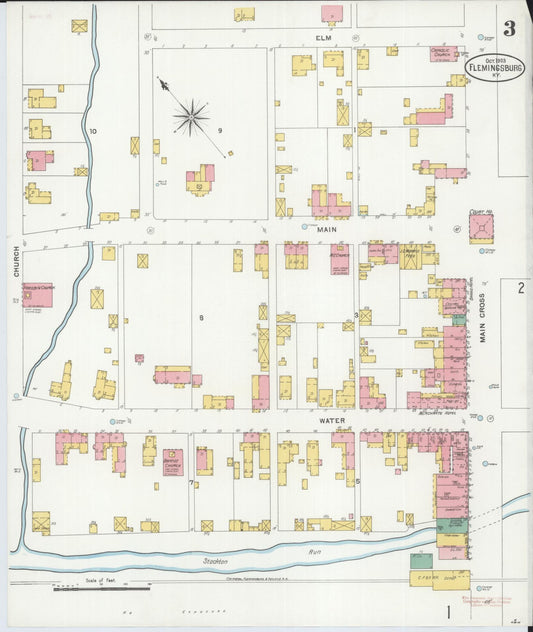 Sanborn Fire Insurance Map from Flemingsburg, Fleming County, Kentucky (1903), Sheet #0003 - Historic Sanborn Fire Insurance Map Print, vintage old map wall art, antique decor, genealogy gift, Kentucky Kentucky map