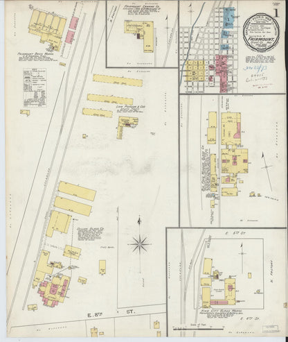 Sanborn Fire Insurance Map from Fairmount, Grant County, Indiana (1893), Sheet #0001 - Historic Sanborn Fire Insurance Map Print, vintage old map wall art, antique decor, genealogy gift, Indiana Indiana map