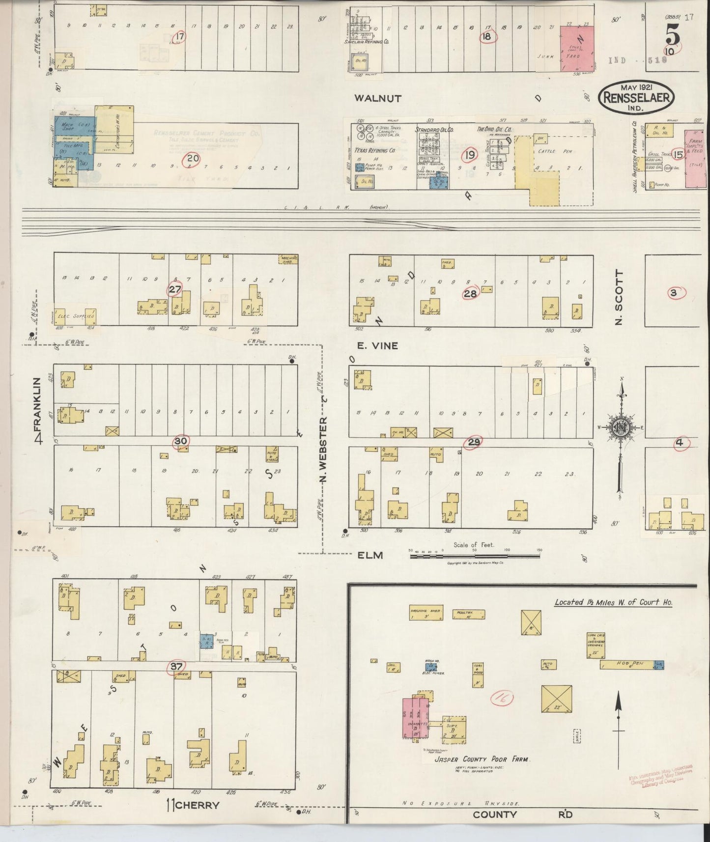 Sanborn Fire Insurance Map from Rensselaer, Jasper County, Indiana (1942), Sheet #0005 - Complete Map Set gallery image, historic Sanborn map, vintage wall art, Indiana Indiana
