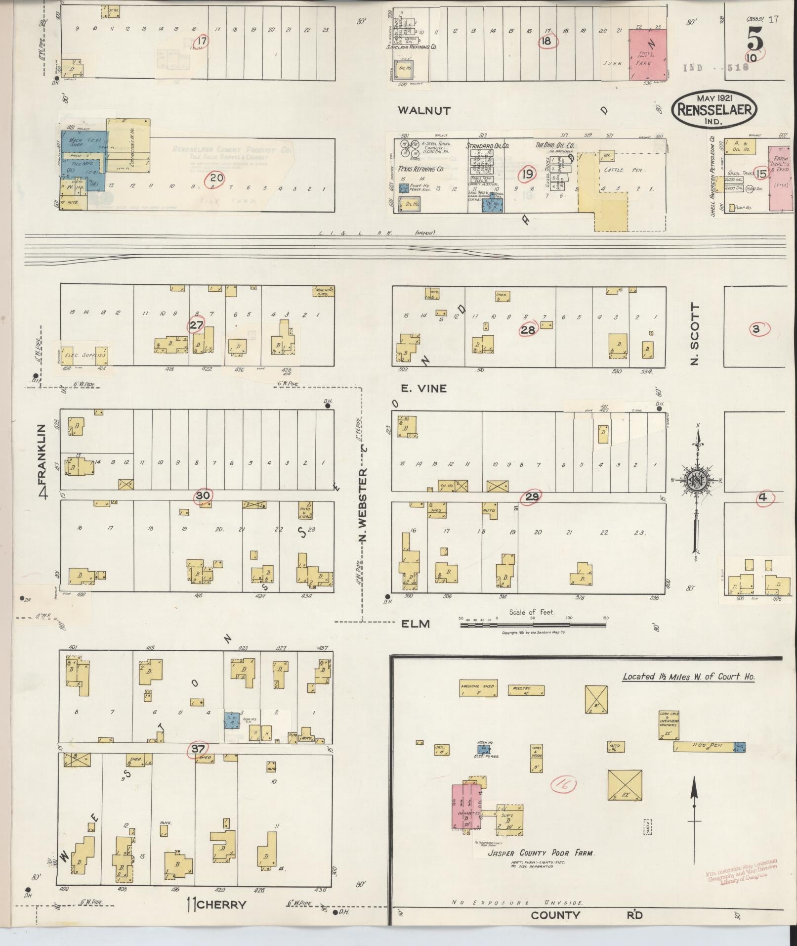 Sanborn Fire Insurance Map from Rensselaer, Jasper County, Indiana (1942), Sheet #0005 - Complete Map Set gallery image, historic Sanborn map, vintage wall art, Indiana Indiana