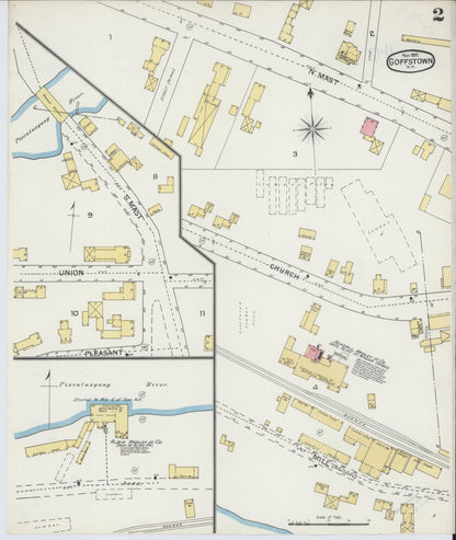 Sanborn Fire Insurance Map from Goffstown, Hillsborough County, New Hampshire (1892), Sheet #0002 - Complete Map Set gallery image, historic Sanborn map, vintage wall art, New Hampshire New Hampshire