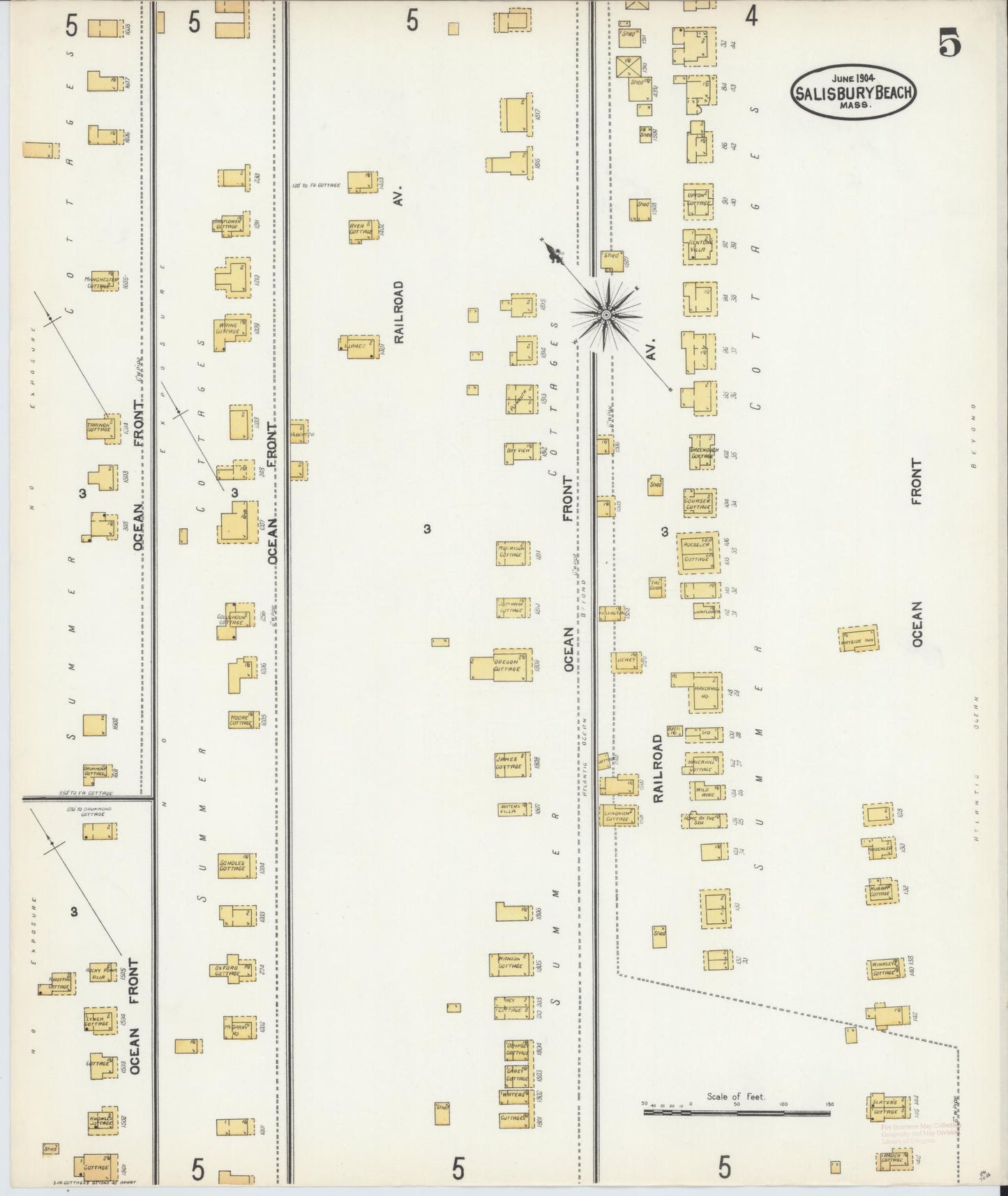 Sanborn Fire Insurance Map from Salisbury, Essex County, Massachusetts (1904), Sheet #0005 - Complete Map Set gallery image, historic Sanborn map, vintage wall art, Massachusetts Massachusetts