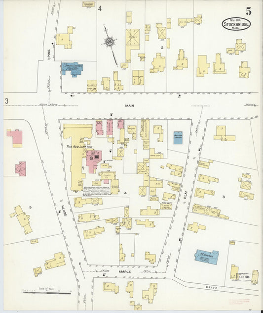 Sanborn Fire Insurance Map from Stockbridge, Berkshire County, Massachusetts (1911), Sheet #0005 - Historic Sanborn Fire Insurance Map Print, vintage old map wall art, antique decor, genealogy gift, Massachusetts Massachusetts map