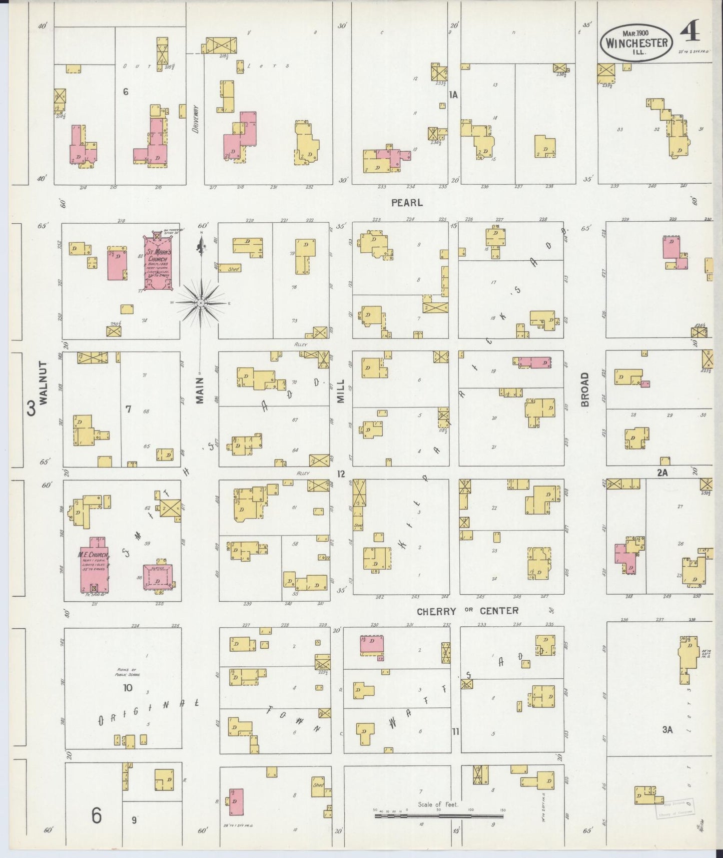 Sanborn Fire Insurance Map from Winchester, Scott County, Illinois (1900), Sheet #0004 - Complete Map Set gallery image, historic Sanborn map, vintage wall art, Illinois Illinois